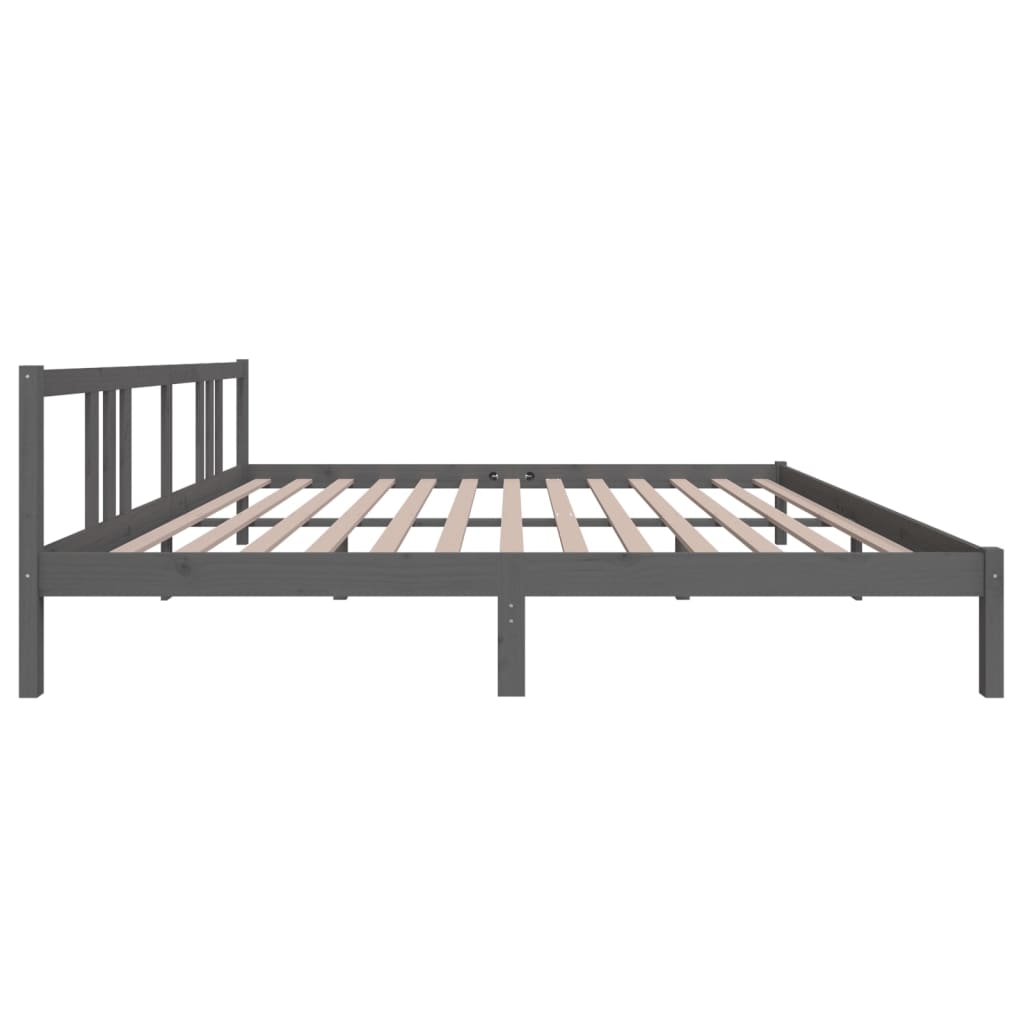 Grey Solid Wood Bed Frame 200x200 cm - No Mattress Included