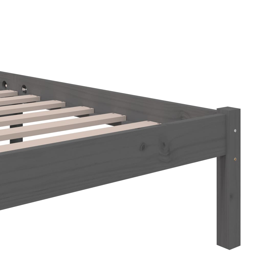 Grey Solid Wood Bed Frame 200x200 cm - No Mattress Included