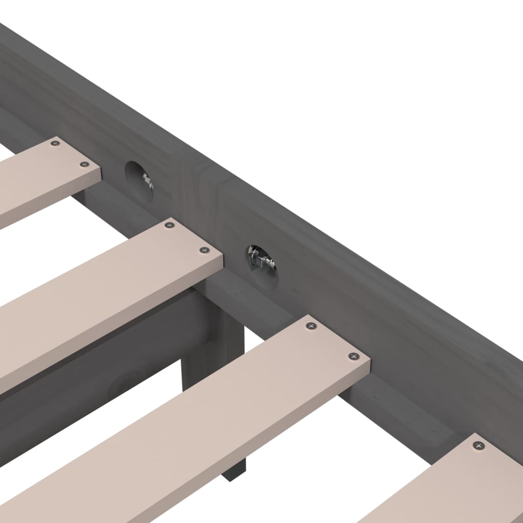 Grey Solid Wood Bed Frame 200x200 cm - No Mattress Included