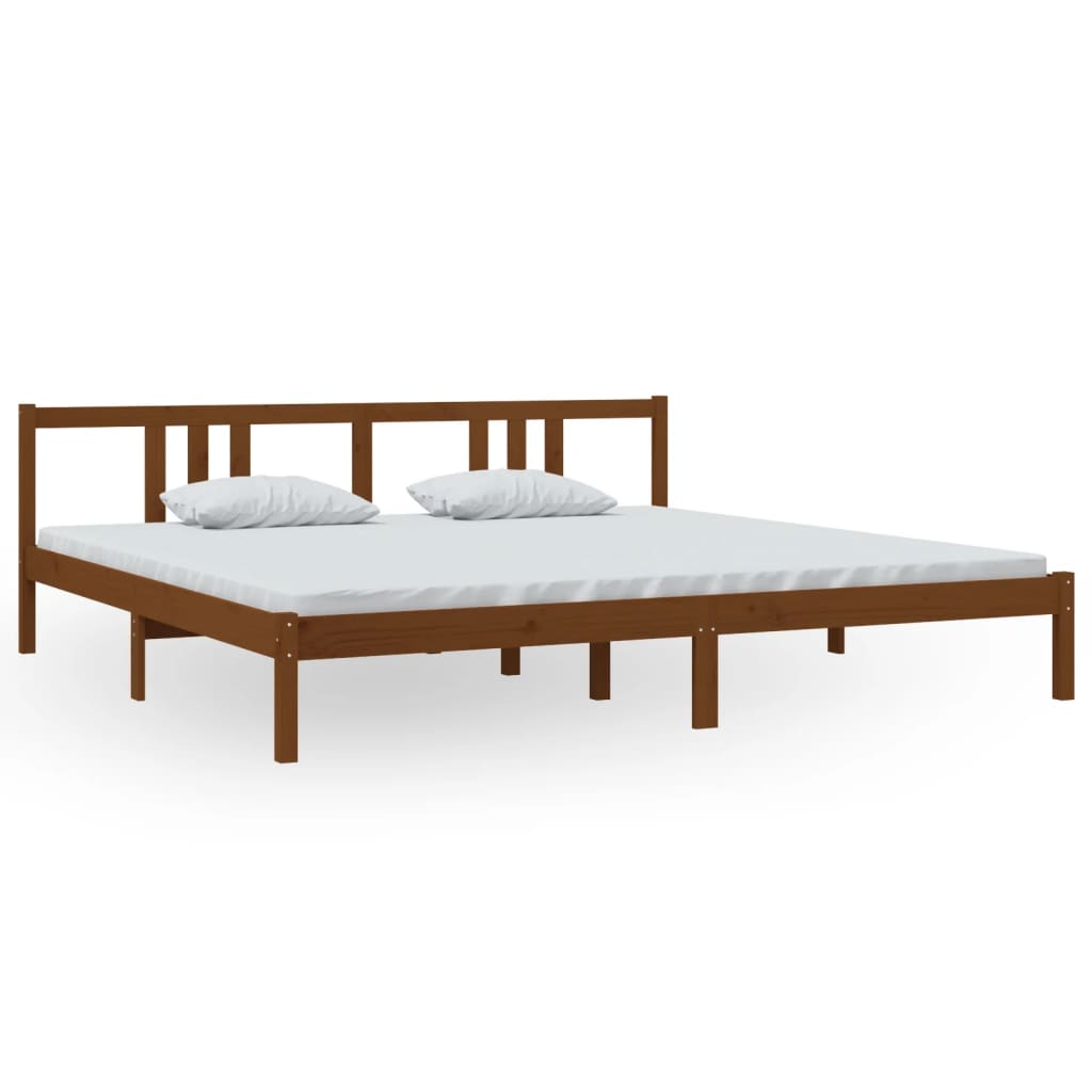 Honey Brown Solid Wood Bed Frame 200x200 cm - Mattress Not Included