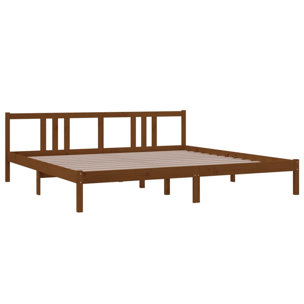 Honey Brown Solid Wood Bed Frame 200x200 cm - Mattress Not Included