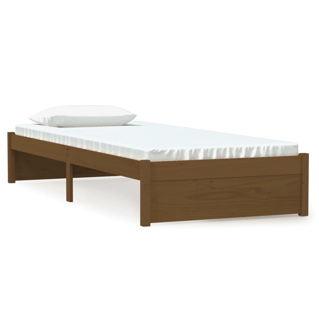 Honey Brown Solid Wood Bed Frame 75x190 cm - Small Single Size