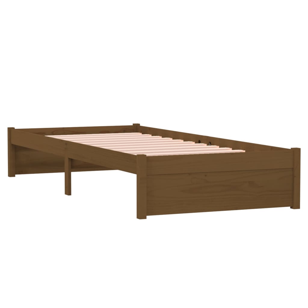 Honey Brown Solid Wood Bed Frame 75x190 cm - Small Single Size