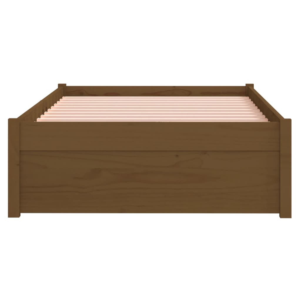 Honey Brown Solid Wood Bed Frame 75x190 cm - Small Single Size
