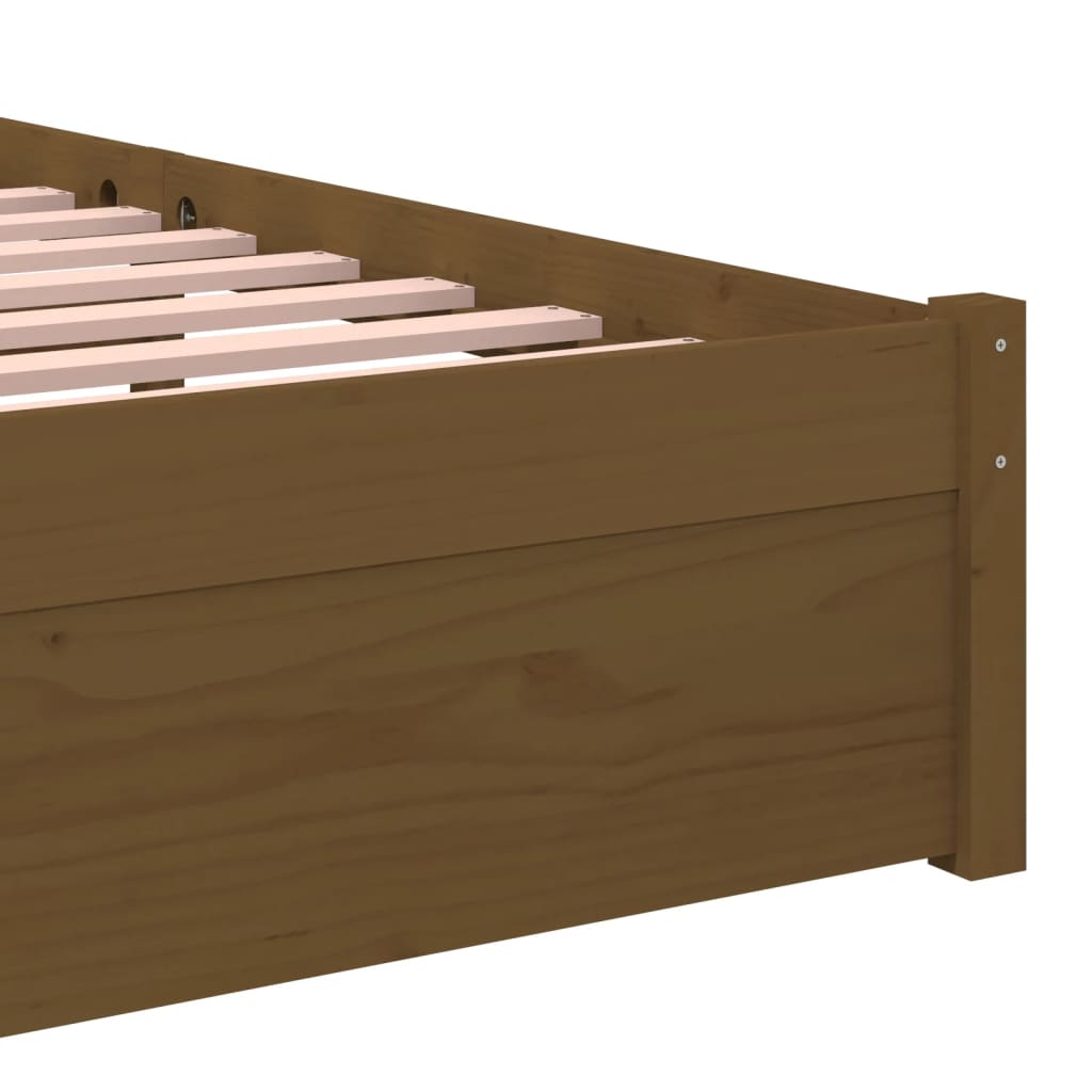 Honey Brown Solid Wood Bed Frame 75x190 cm - Small Single Size