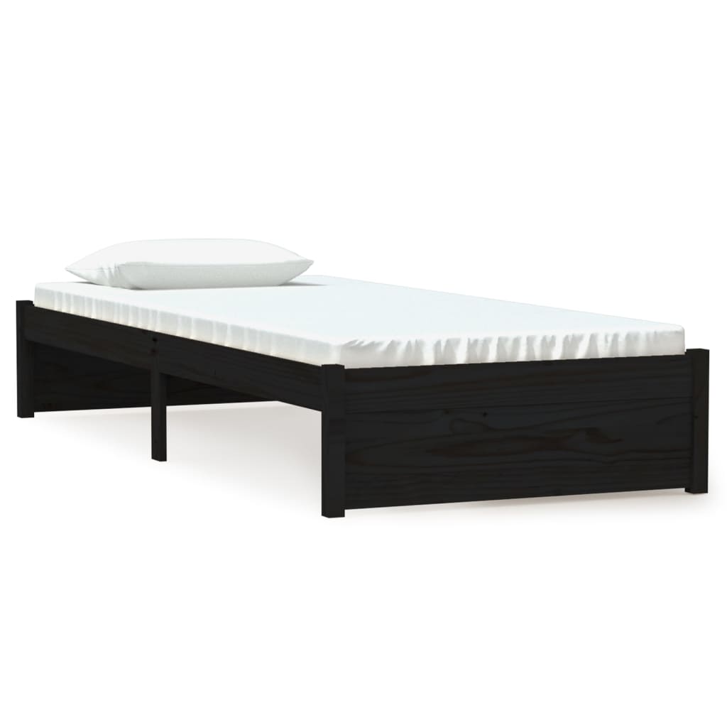 Solid Wood Black Bed Frame 75x190 cm - Small Single Size
