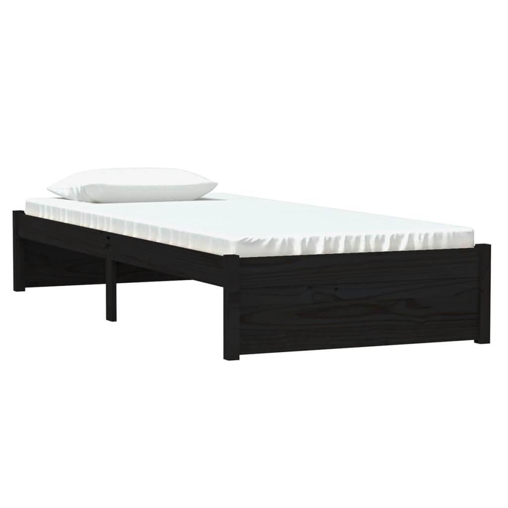 Solid Wood Black Bed Frame 75x190 cm - Small Single Size