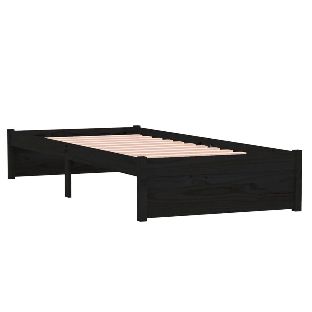 Solid Wood Black Bed Frame 75x190 cm - Small Single Size