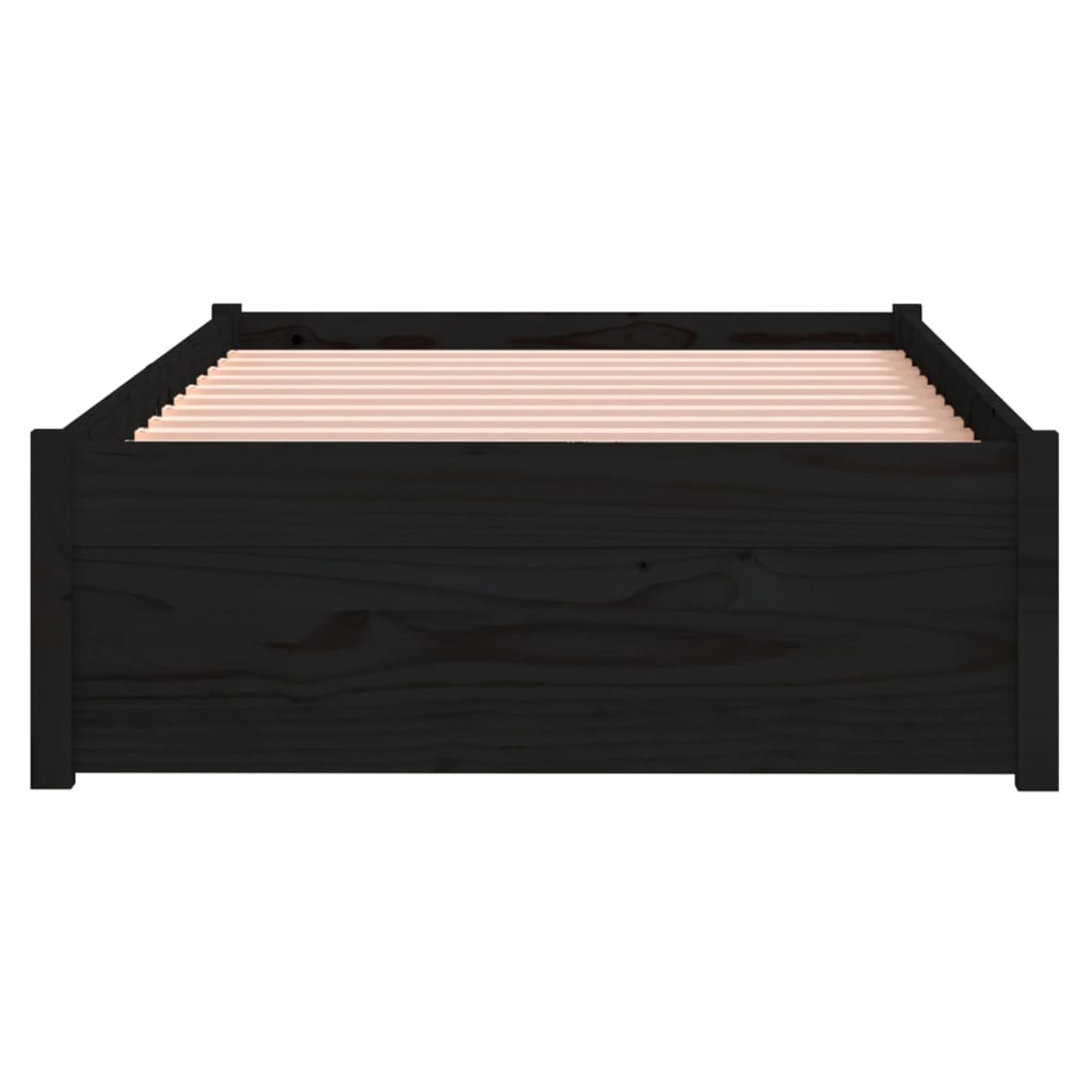 Solid Wood Black Bed Frame 75x190 cm - Small Single Size