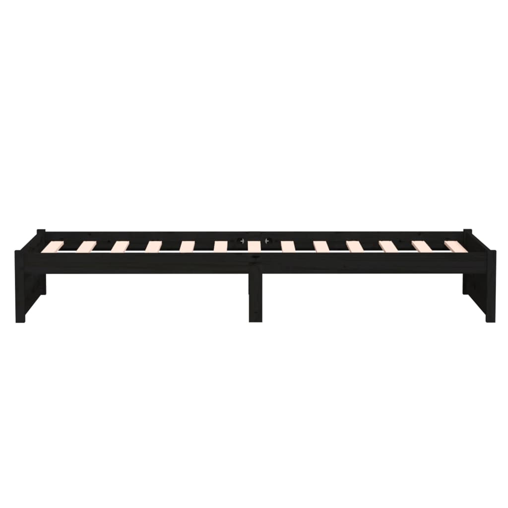 Solid Wood Black Bed Frame 75x190 cm - Small Single Size