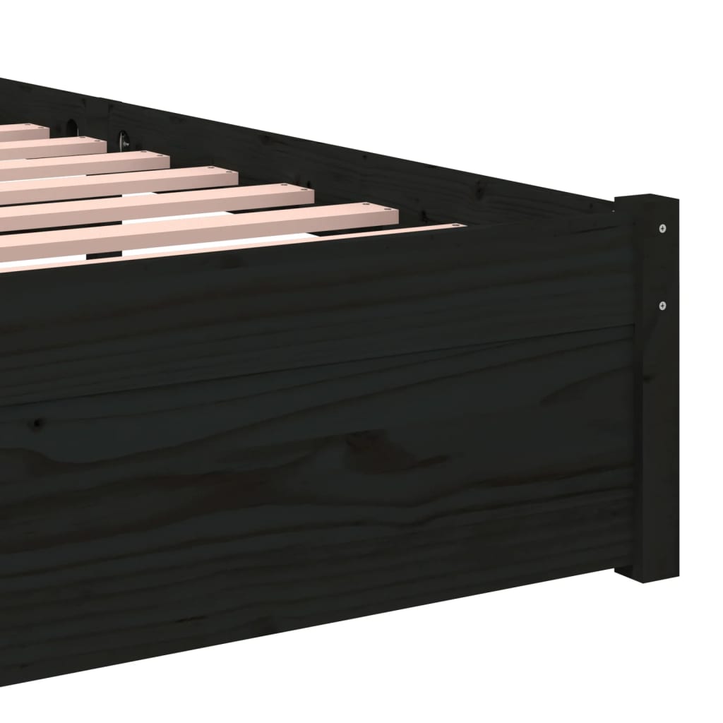 Solid Wood Black Bed Frame 75x190 cm - Small Single Size