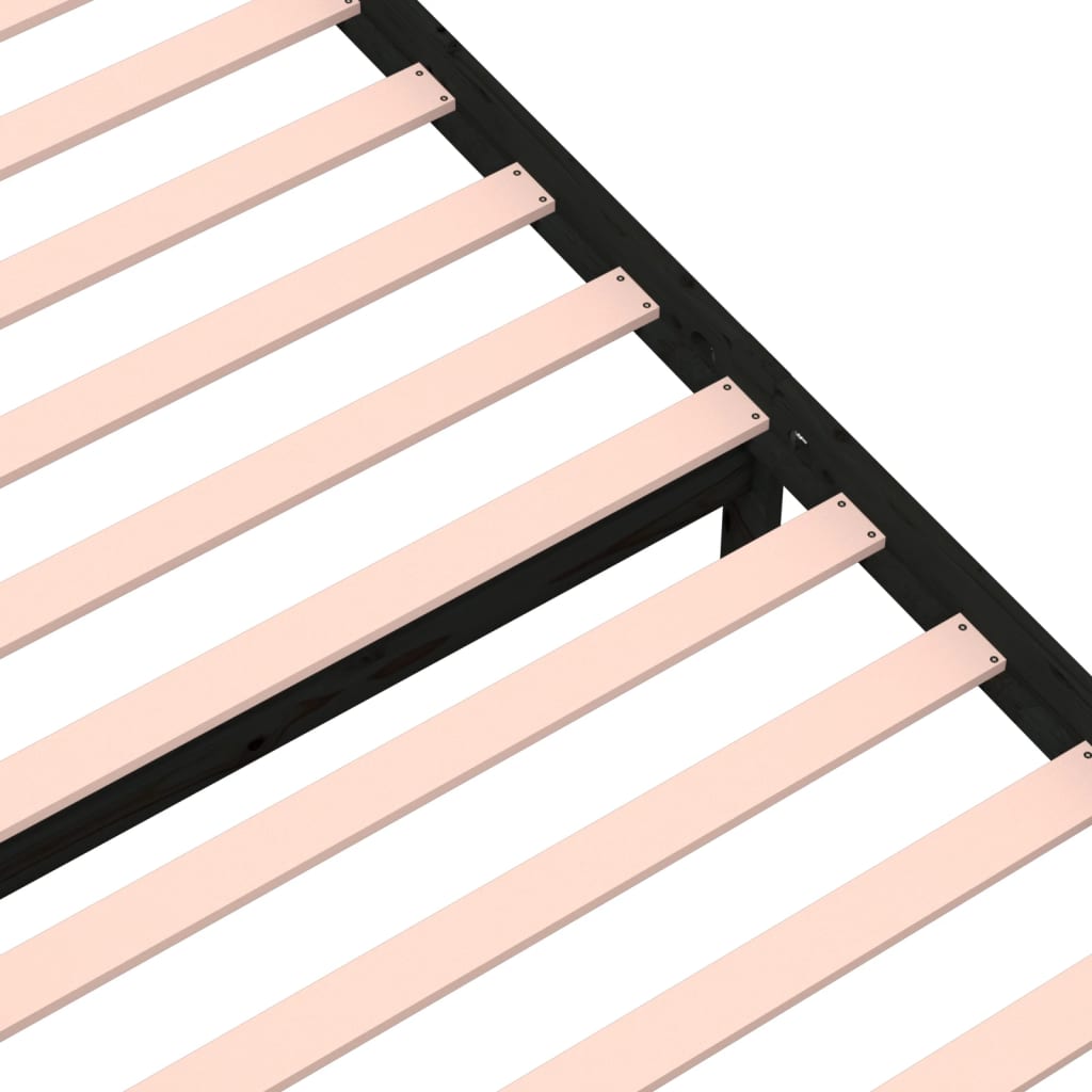 Solid Wood Black Bed Frame 75x190 cm - Small Single Size