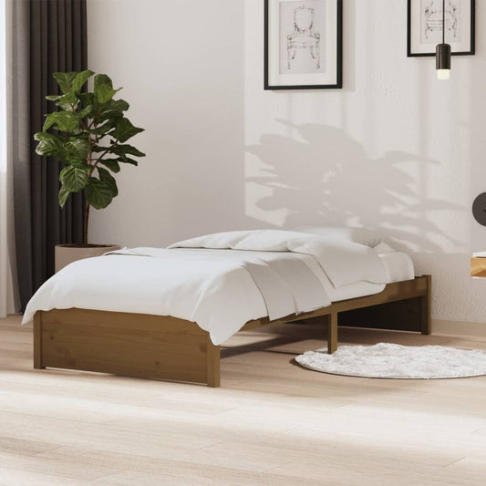 Solid Wood Bed Frame Single 90x190 cm - Honey Brown Finish