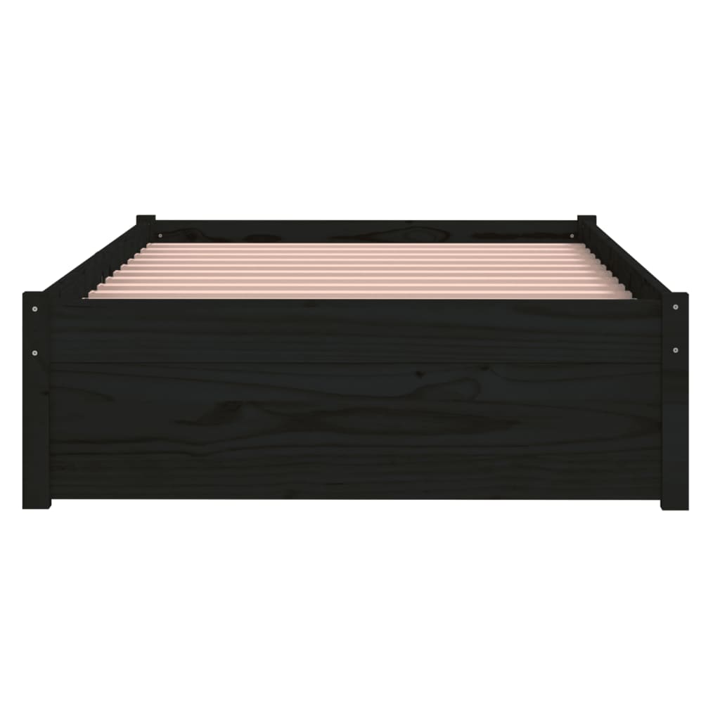 Black Solid Wood Single Bed Frame 90x190 cm - No Mattress Included