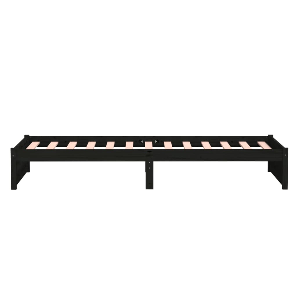 Black Solid Wood Single Bed Frame 90x190 cm - No Mattress Included