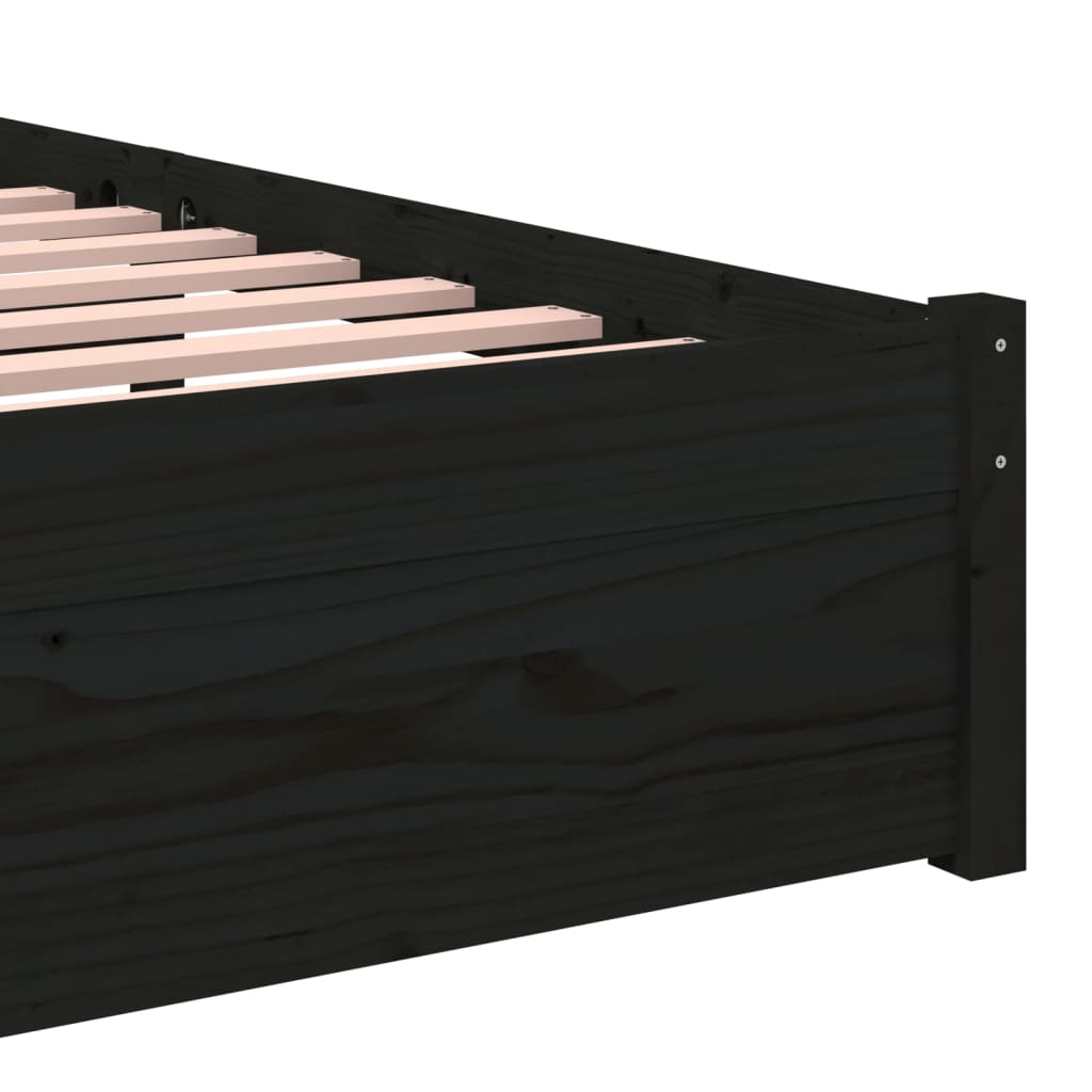 Black Solid Wood Single Bed Frame 90x190 cm - No Mattress Included