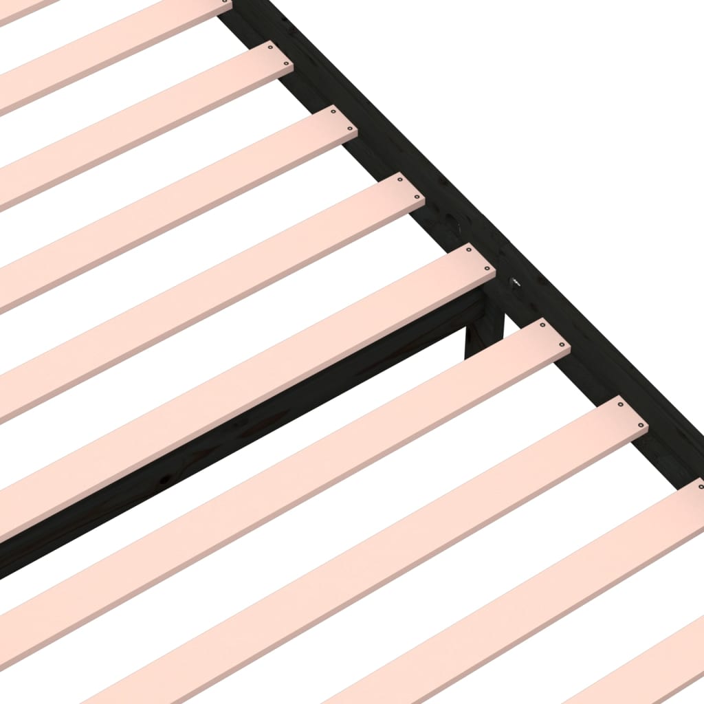 Black Solid Wood Single Bed Frame 90x190 cm - No Mattress Included