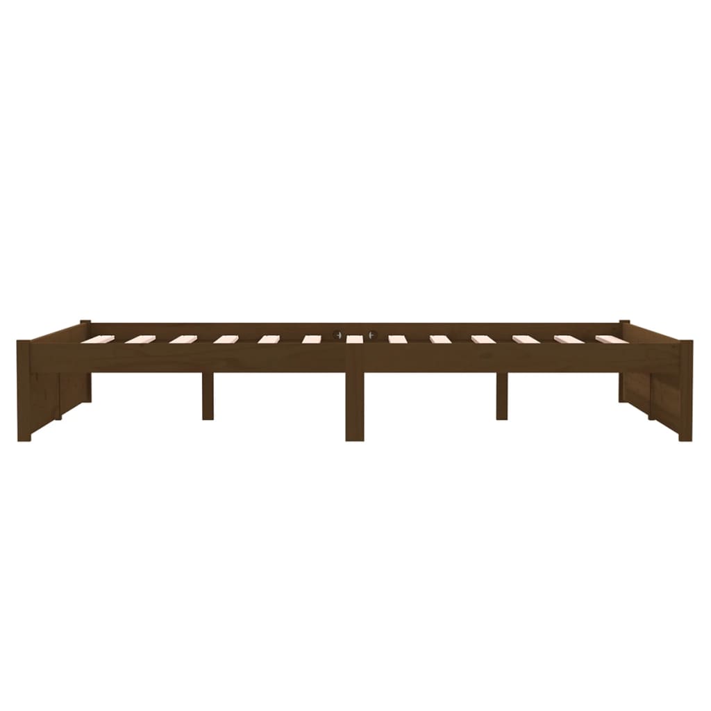 Compact Honey Brown Solid Wood Bed Frame 120x190 cm - Small Double