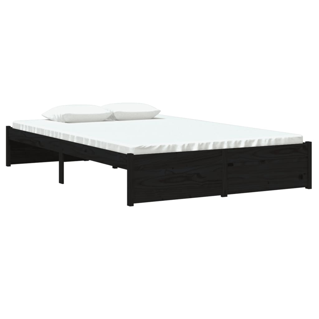 Black Solid Wood Bed Frame 120x190 cm - Small Double Size