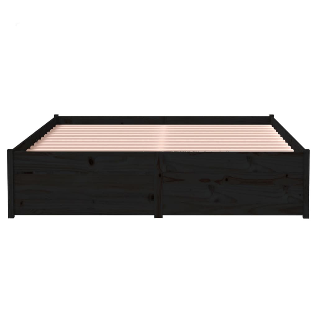 Black Solid Wood Bed Frame 120x190 cm - Small Double Size