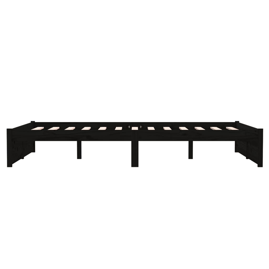 Black Solid Wood Bed Frame 120x190 cm - Small Double Size
