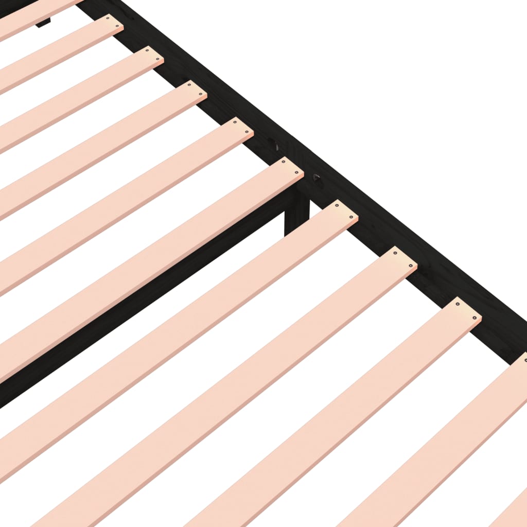 Black Solid Wood Bed Frame 120x190 cm - Small Double Size