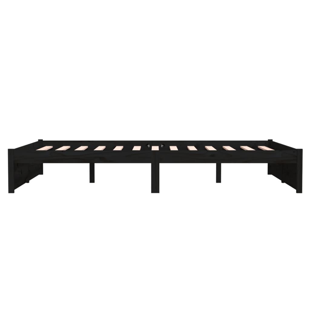 Solid Wood Bed Frame, Black, 140x190 cm - Mattress Not Included