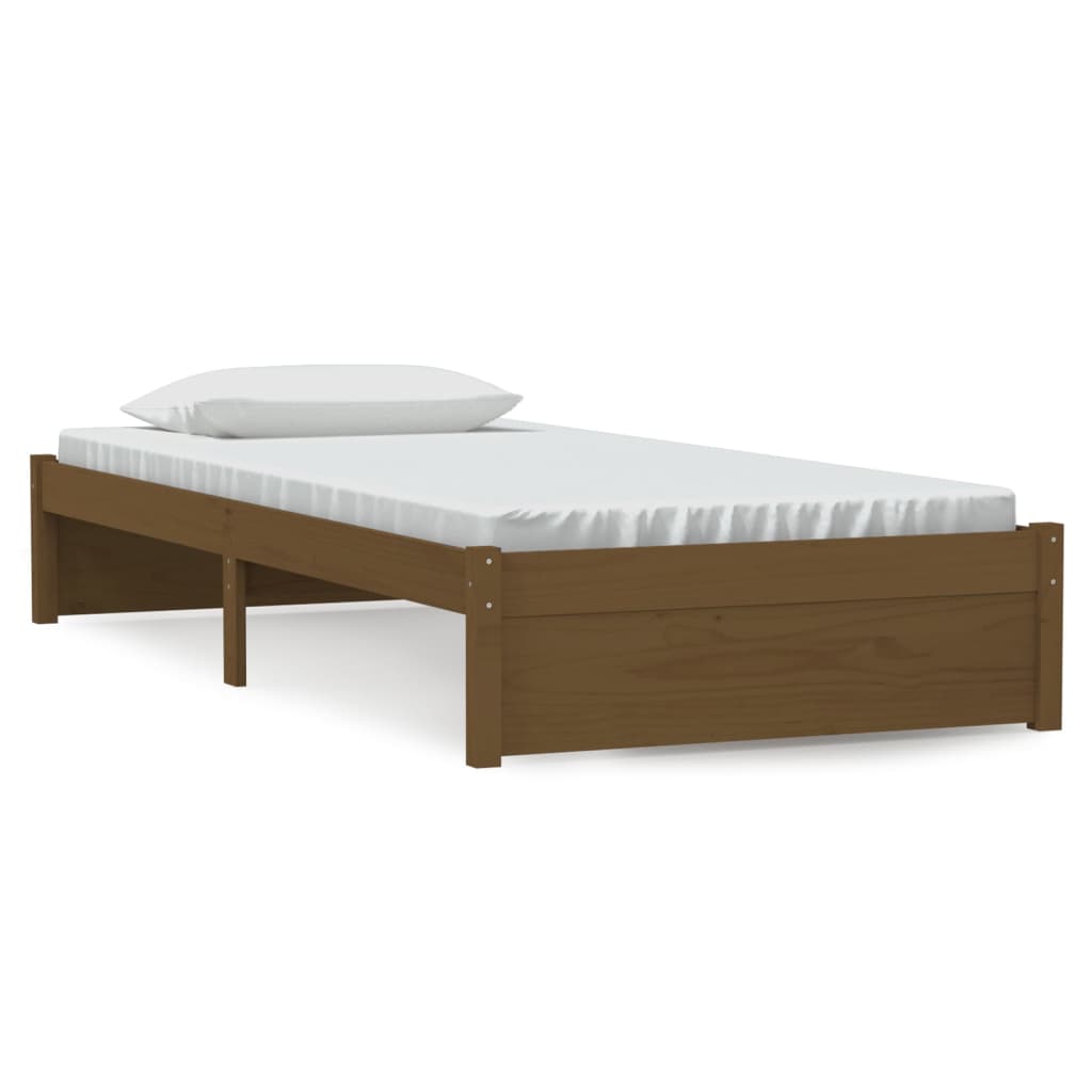 Solid Wood Honey Brown Bed Frame 90x200 cm - No Mattress Included