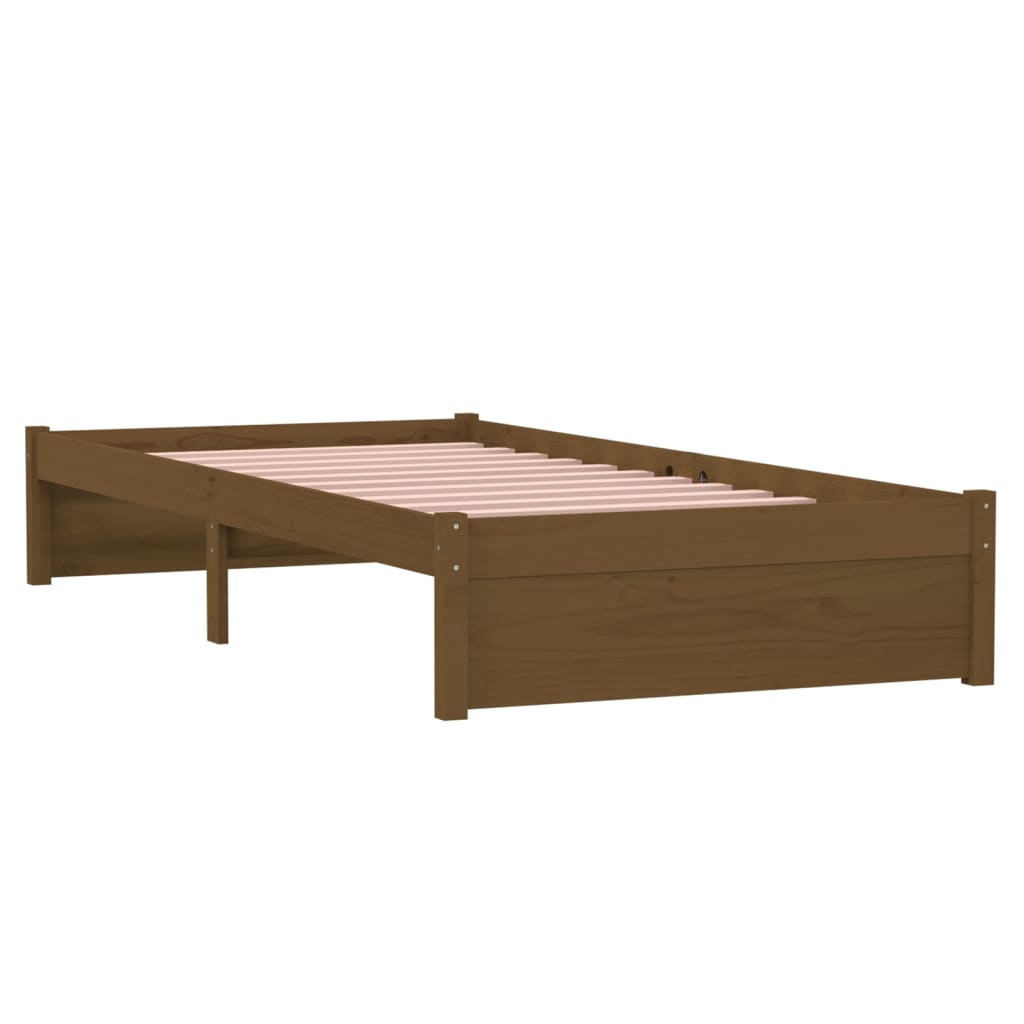 Solid Wood Honey Brown Bed Frame 90x200 cm - No Mattress Included
