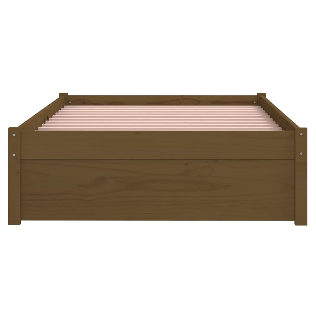 Solid Wood Honey Brown Bed Frame 90x200 cm - No Mattress Included