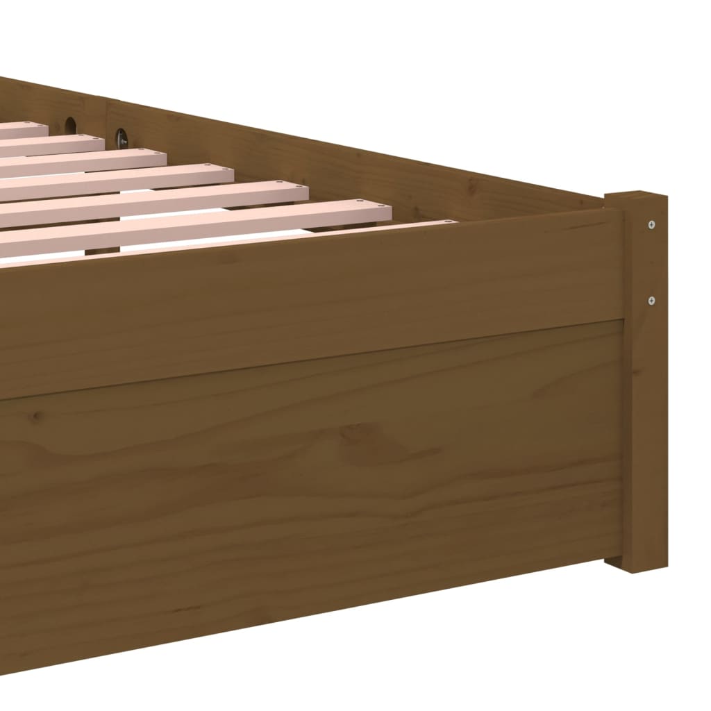 Solid Wood Honey Brown Bed Frame 90x200 cm - No Mattress Included