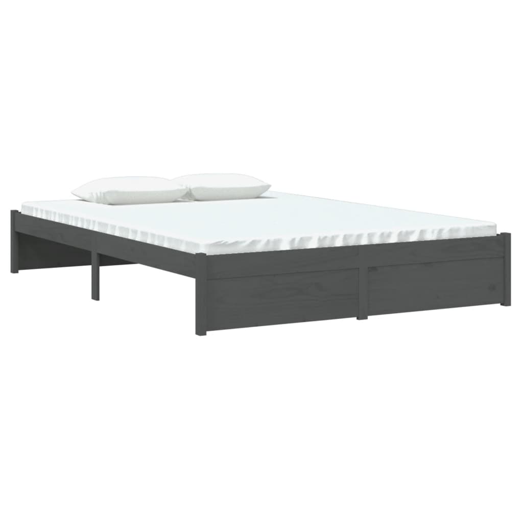 Elegant Grey Solid Wood Bed Frame 140x200 cm - No Mattress