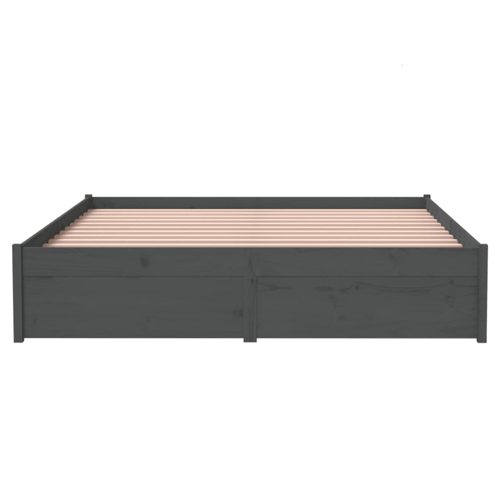 Elegant Grey Solid Wood Bed Frame 140x200 cm - No Mattress
