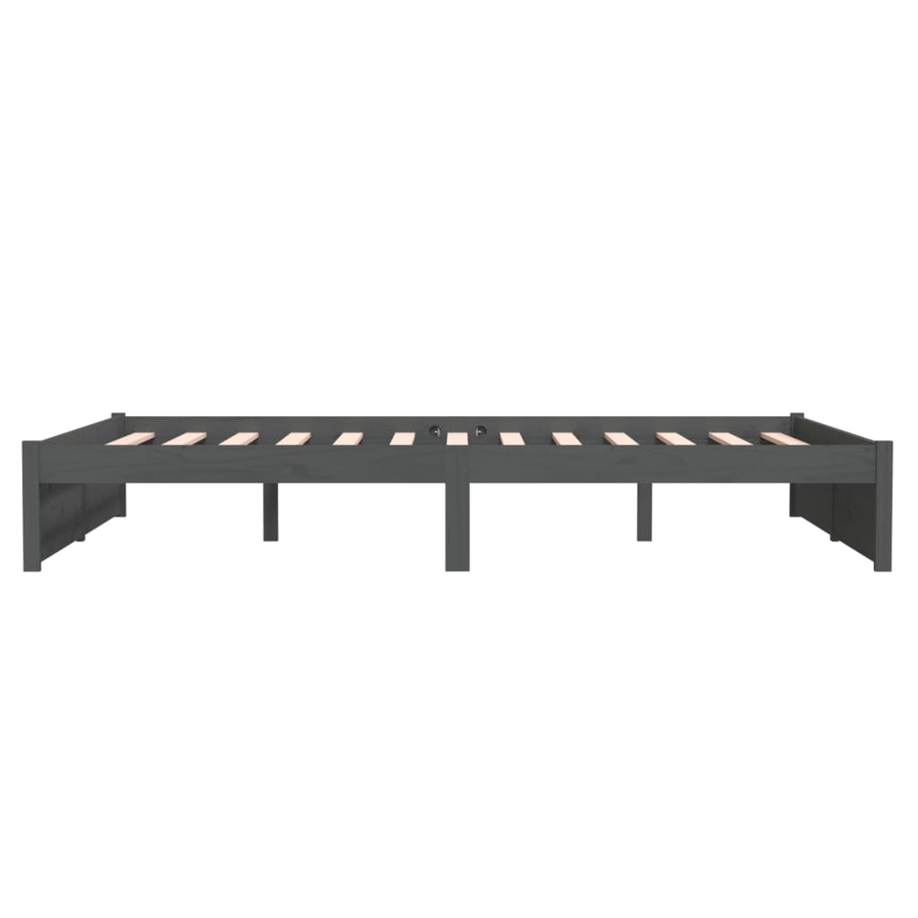 Elegant Grey Solid Wood Bed Frame 140x200 cm - No Mattress