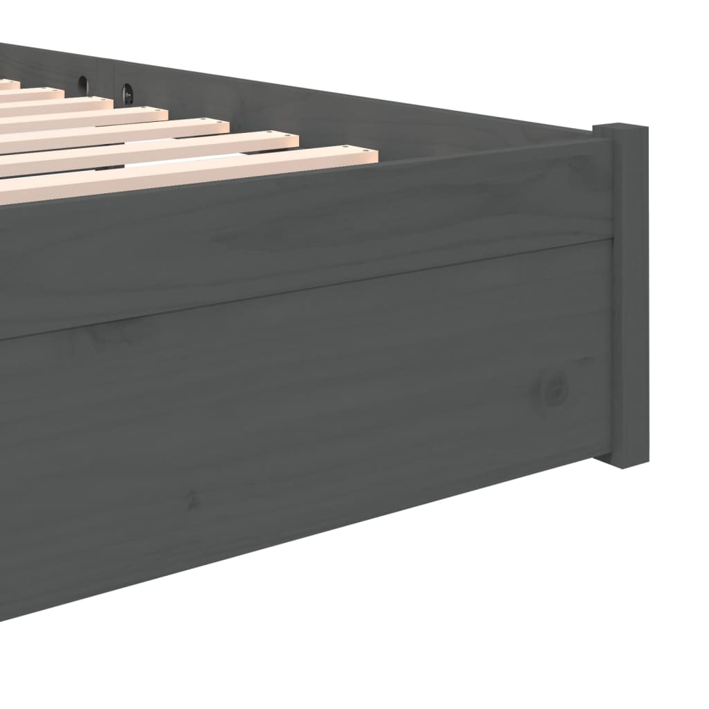 Elegant Grey Solid Wood Bed Frame 140x200 cm - No Mattress