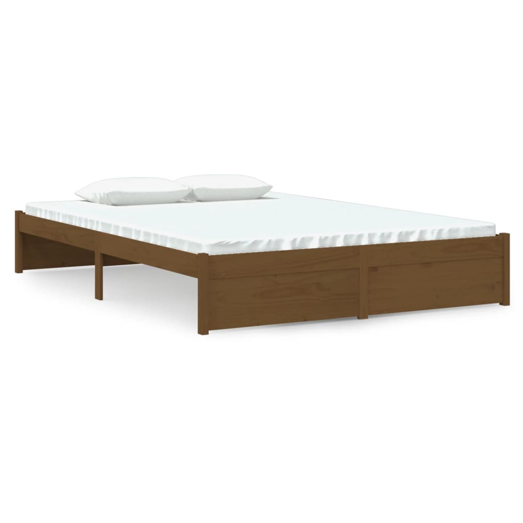 Solid Wood Bed Frame 140x200 cm, Honey Brown Finish