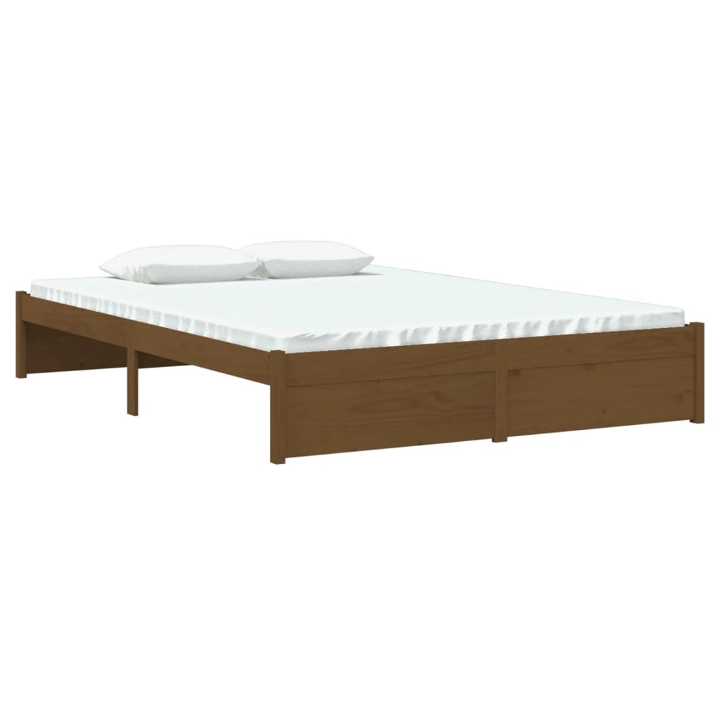 Solid Wood Bed Frame 140x200 cm, Honey Brown Finish