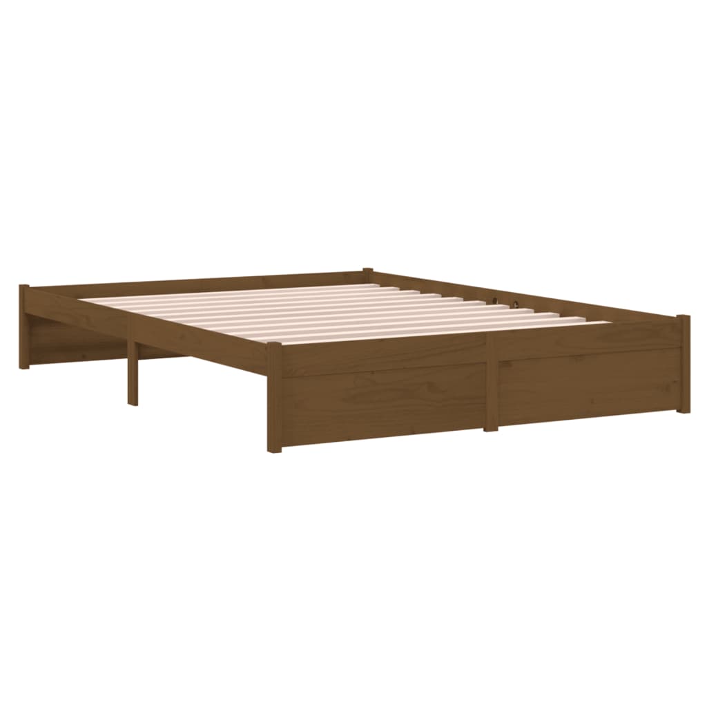 Solid Wood Bed Frame 140x200 cm, Honey Brown Finish