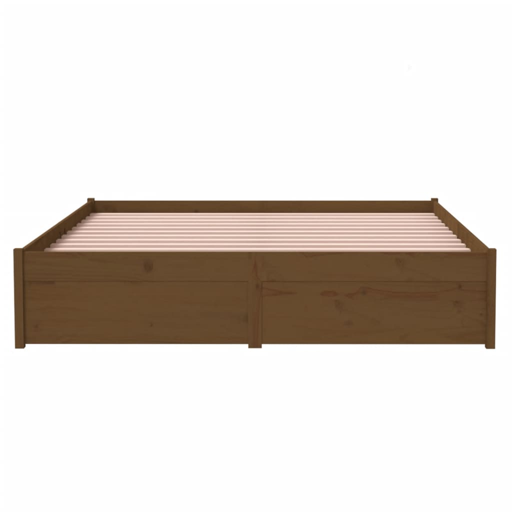 Solid Wood Bed Frame 140x200 cm, Honey Brown Finish