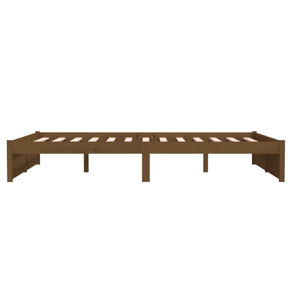 Solid Wood Bed Frame 140x200 cm, Honey Brown Finish