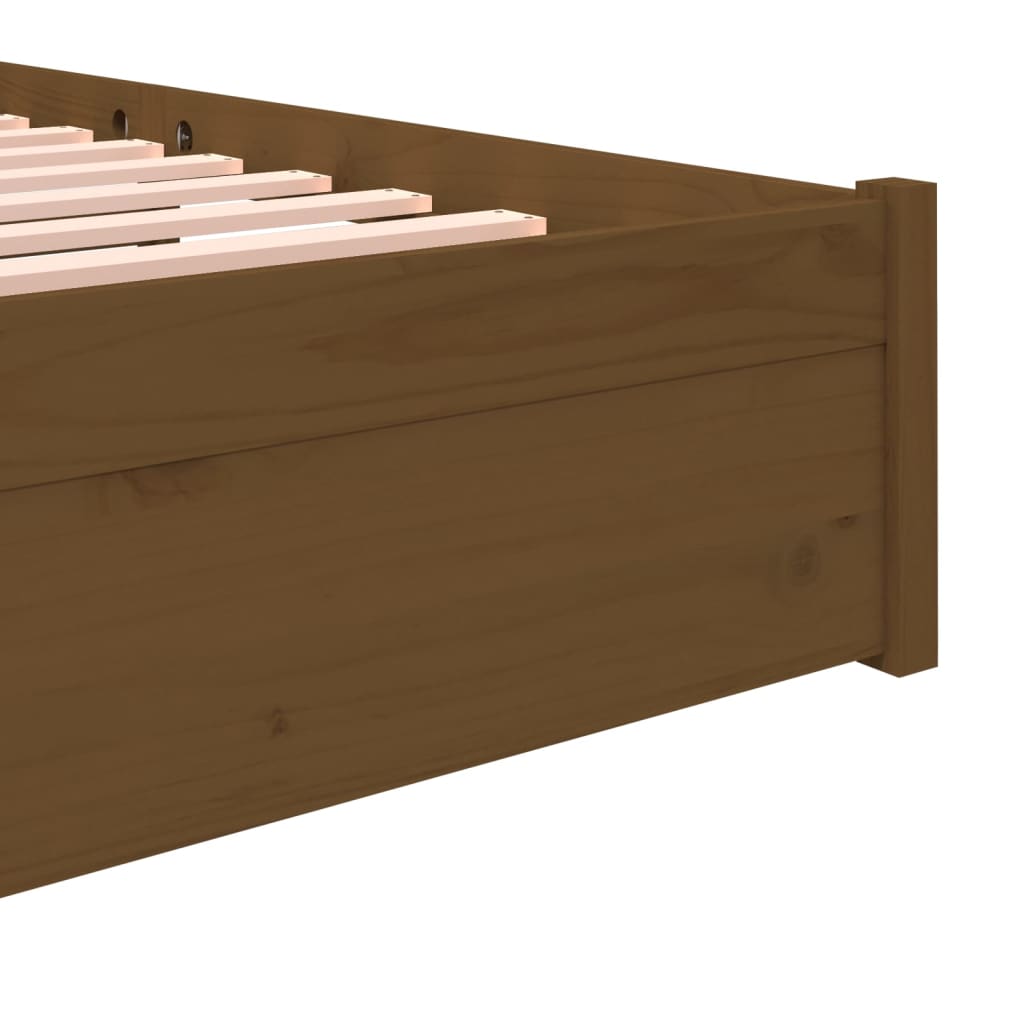 Solid Wood Bed Frame 140x200 cm, Honey Brown Finish