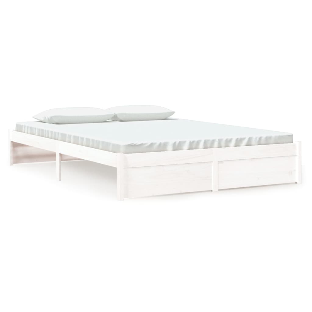 White Solid Wood Bed Frame 160x200 cm - Mattress Not Included
