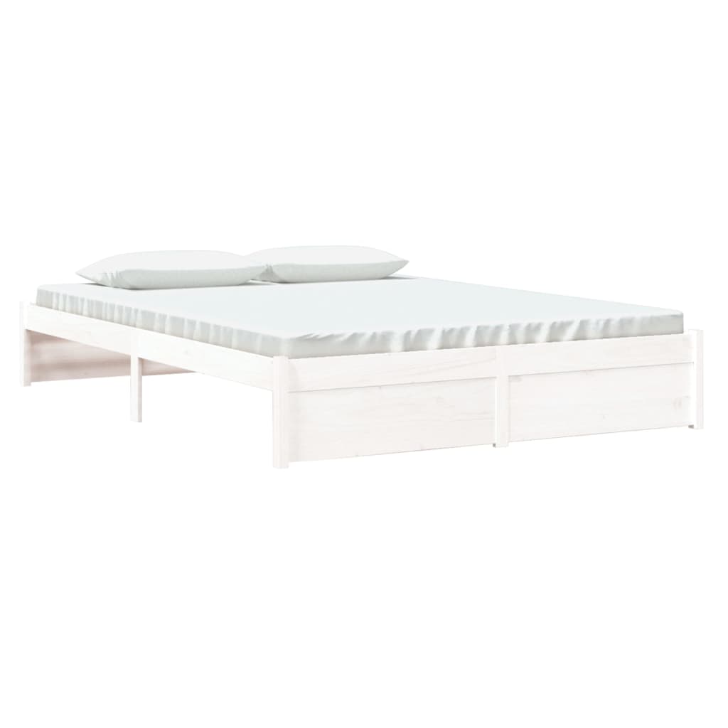 White Solid Wood Bed Frame 160x200 cm - Mattress Not Included
