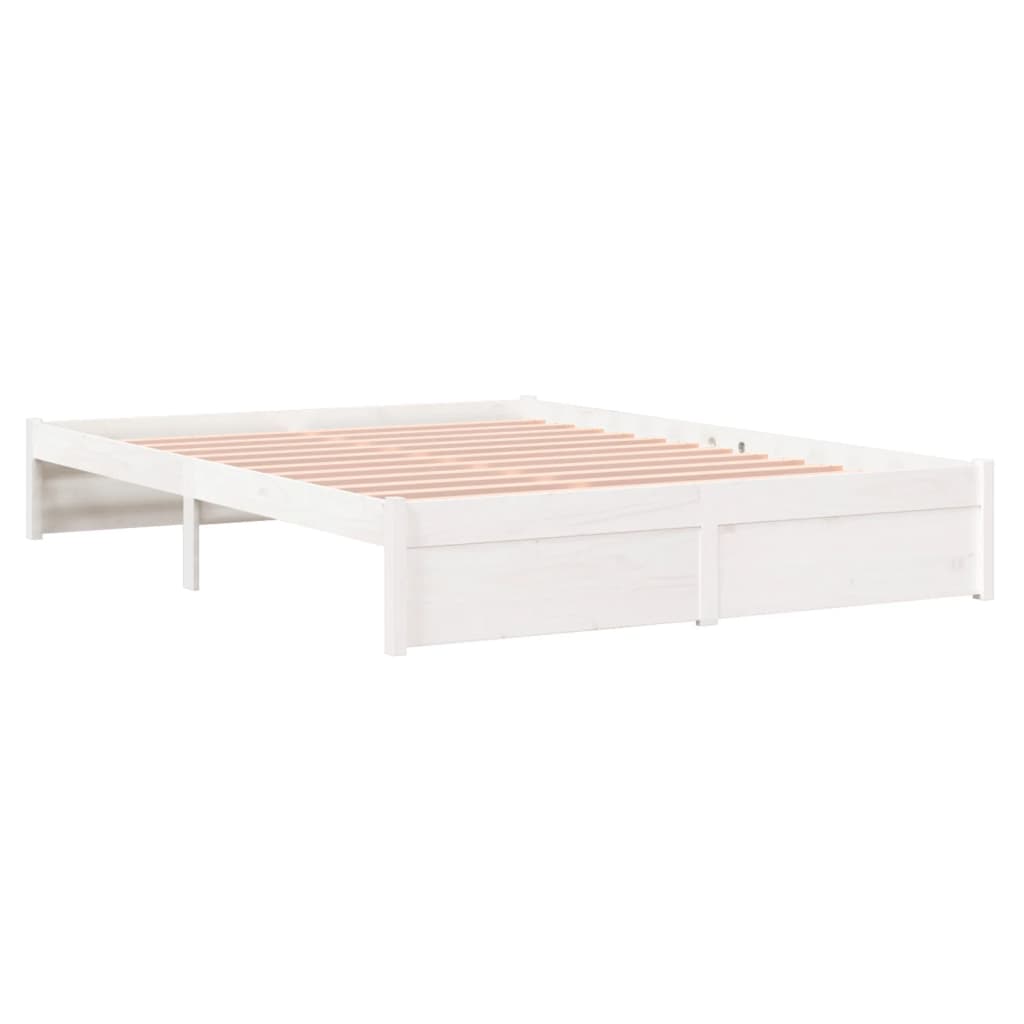 White Solid Wood Bed Frame 160x200 cm - Mattress Not Included