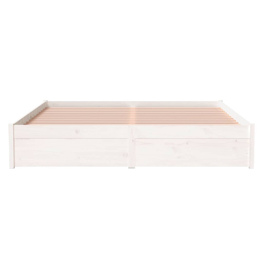 White Solid Wood Bed Frame 160x200 cm - Mattress Not Included