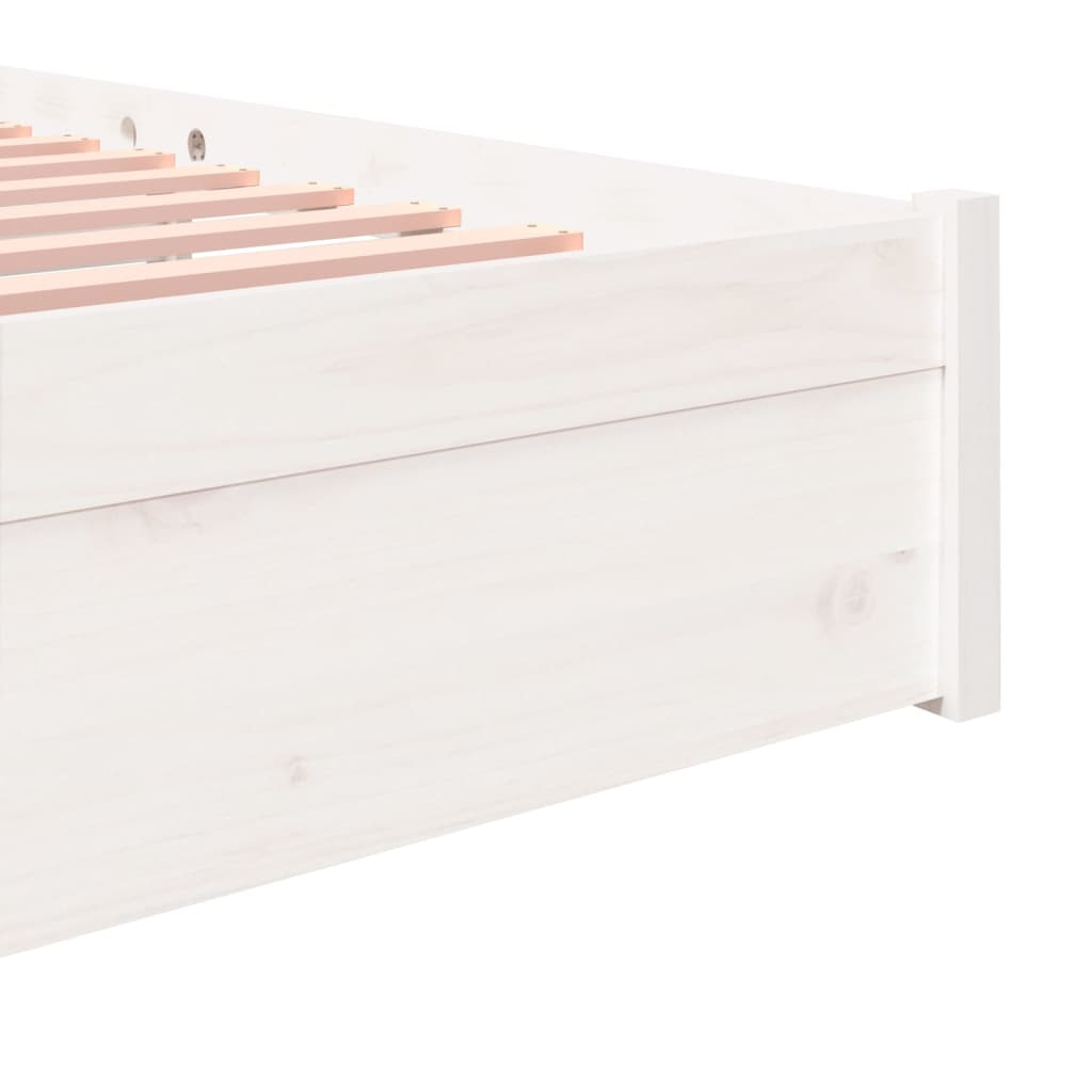 White Solid Wood Bed Frame 160x200 cm - Mattress Not Included