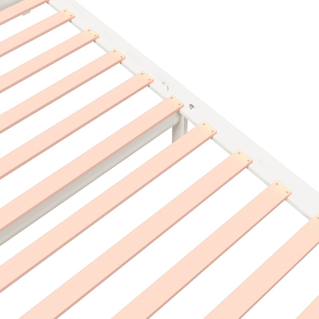 White Solid Wood Bed Frame 160x200 cm - Mattress Not Included