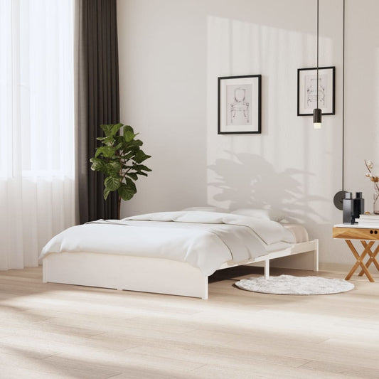 White Solid Wood Bed Frame 160x200 cm - Mattress Not Included