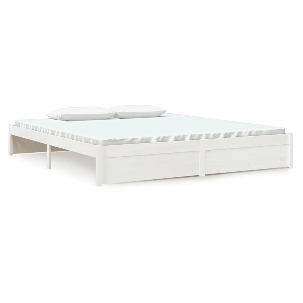 White Solid Wood Bed Frame - Super King 180x200 cm (No Mattress)