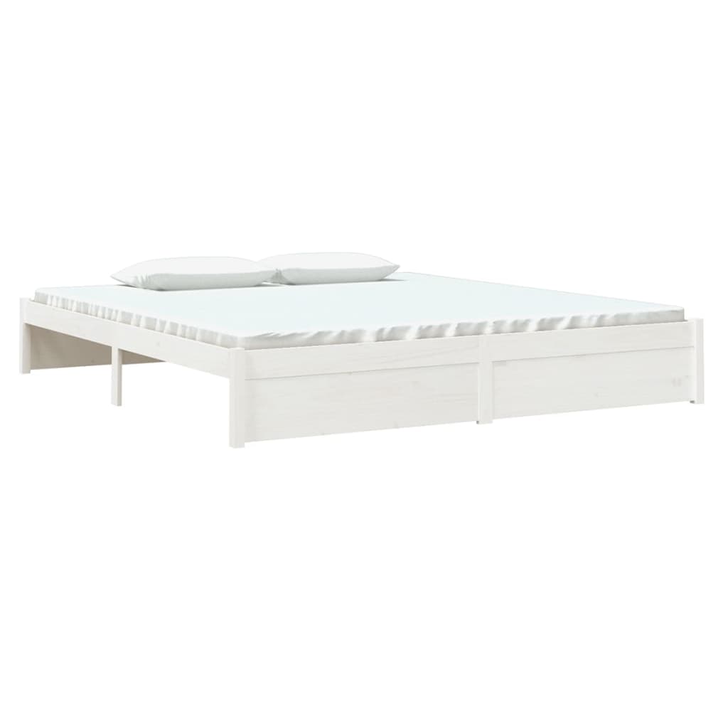 White Solid Wood Bed Frame - Super King 180x200 cm (No Mattress)